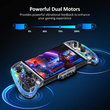 Gripcon (Gen 2), No Deadzone, Enhanced Switch/Switch OLED Controller for Handheld Mode, Adjustable LED Light, Ergonomic Design, 6-Axis Gyro, Turbo, Mapping, Clear Ice