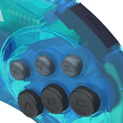 Official Sega Genesis USB Controller 6-Button Arcade Pad for Sega Genesis Mini, PS3, PC, Mac, Steam, Switch - USB Port - (Clear Blue)