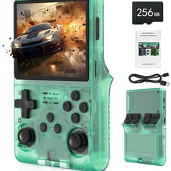 30,000-in-1 R40S PRO Handheld Game Console - 3.5" IPS Screen Mini Retro Arcade with 256GB TF Card - Portable & Rechargeable (Green)