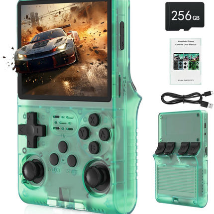 30,000-in-1 R40S PRO Handheld Game Console - 3.5" IPS Screen Mini Retro Arcade with 256GB TF Card - Portable & Rechargeable (Green)