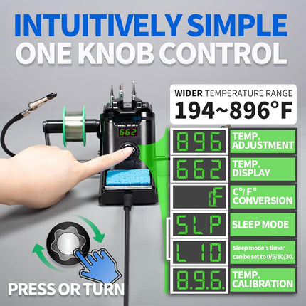 60W Precision Soldering Iron Station Kit - Digital Display, Helping Hands, Extra Tips & Lead-Free Solder Included!