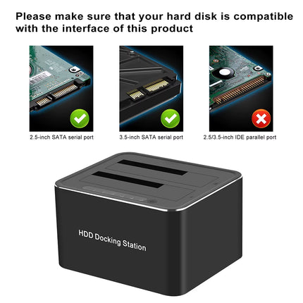 Dual Bay USB 3.0 Hard Drive Docking Station for 2.5"/3.5" HDD/SSD - High-Speed Offline Clone Support