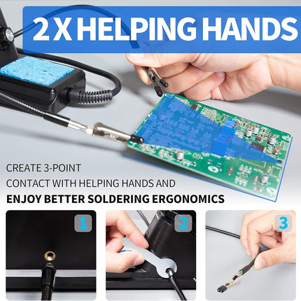 60W Precision Soldering Iron Station Kit - Digital Display, Helping Hands, Extra Tips & Lead-Free Solder Included!