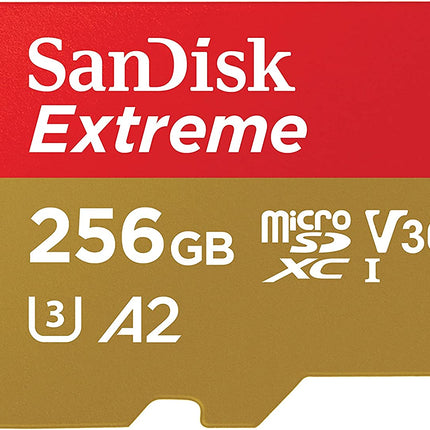 256GB Extreme MicroSDXC UHS-I Memory Card with Adapter - Lightning Fast 190MB/s, Perfect for 4K/5K Video, A2 Performance, C10, U3, V30