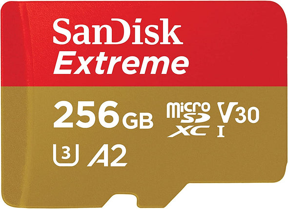 256GB Extreme MicroSDXC UHS-I Memory Card with Adapter - Lightning Fast 190MB/s, Perfect for 4K/5K Video, A2 Performance, C10, U3, V30