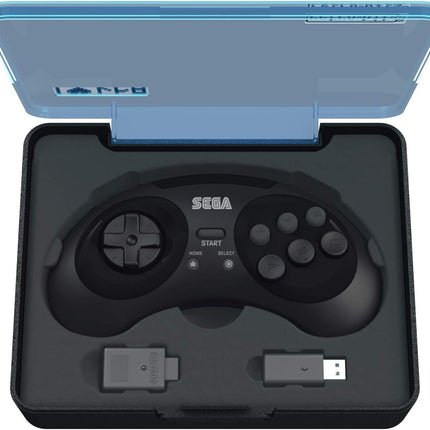 Sega Genesis Wireless 8-Button Arcade Controller - Compatible with Genesis, Switch, PC & Mac - Includes 2 Receivers & Storage Case - Black