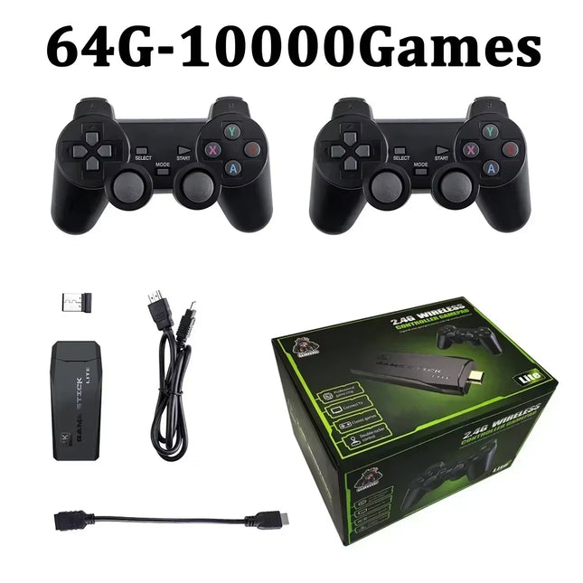 Ultimate 4K Retro Game Console with 10000 Games - Dual Wireless Controllers, Perfect Xmas Gift!